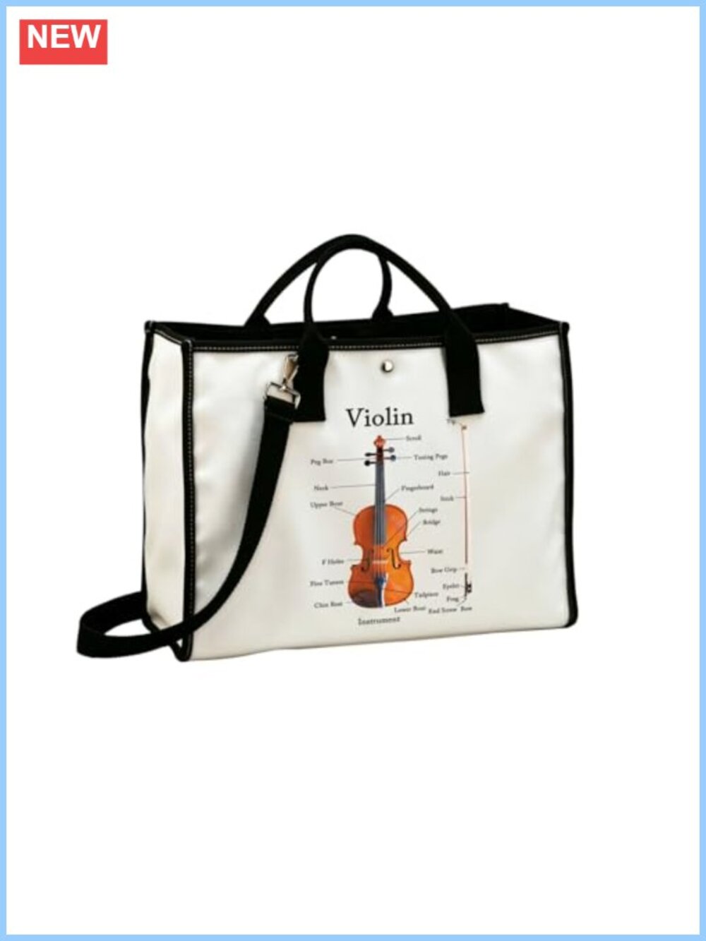 Musical Tote Bag for Violin Lover Gift Canvas Teacher Violinist